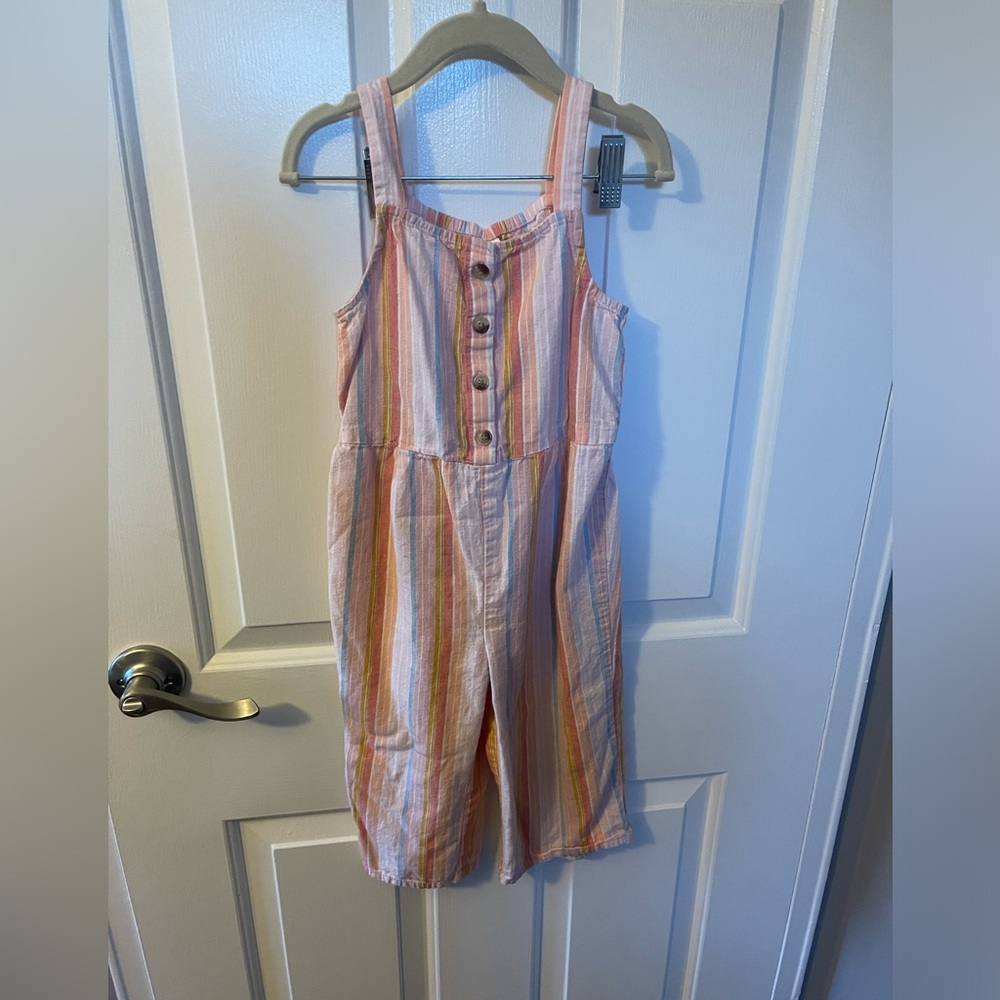 OshKosh Toddler Girl striped wide leg romper. Size 4T